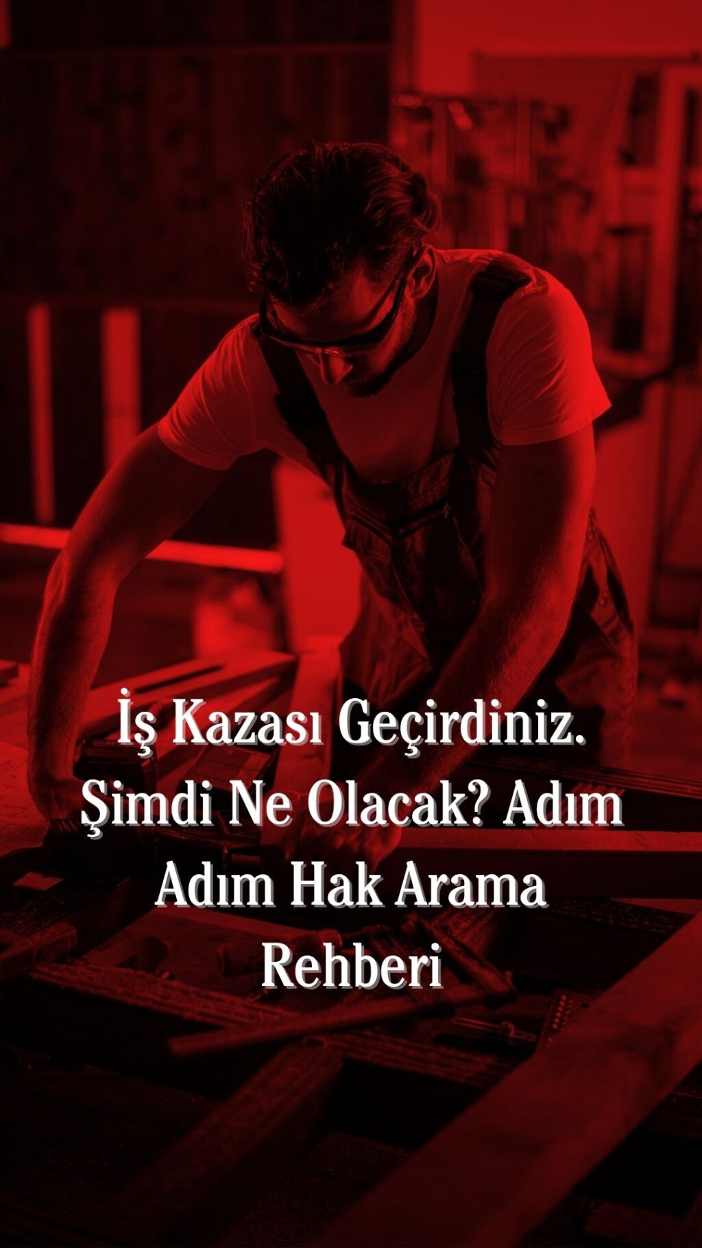 İş kazası halinde ne yapmak gerekir sorusunu yanıtlayan, ilk yardım çantası ve hukuk kitapları içeren bir konsept görsel.