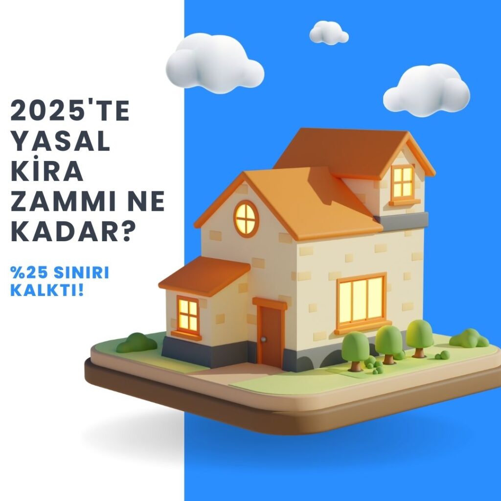 3 boyutlu bir ev modeli ve yasal kira artış oranını sorgulayan bir metin. Görsel, kira zammı nasıl hesaplanır konusunu anlatmaktadır.