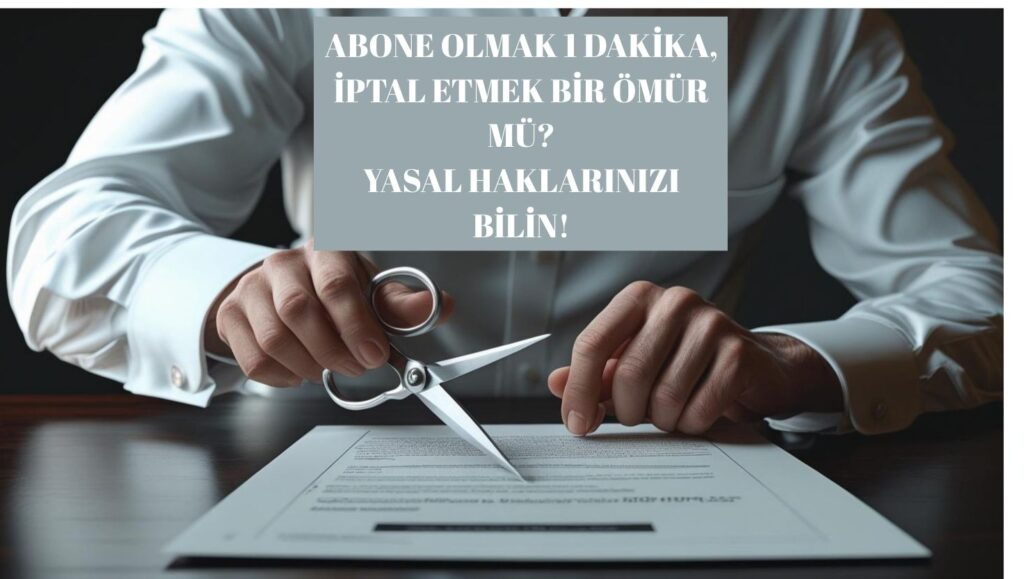 Bir sözleşmeyi makasla kesen bir el ve abonelik iptali nasıl yapılır sorusunun cevabı