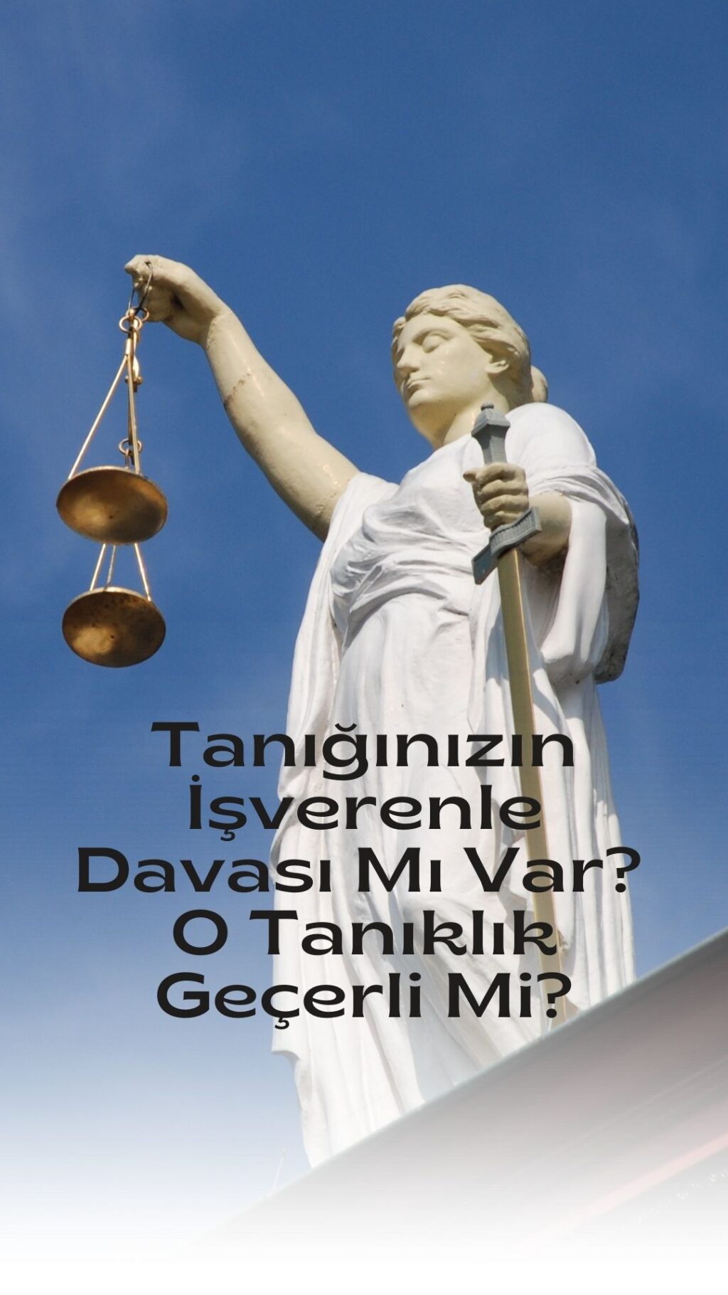 İş davasında husumetli tanık beyanının geçerliliğini ve ispat gücünü gösteren, adalet terazisi ve iki konuşma balonu olan bir görsel.