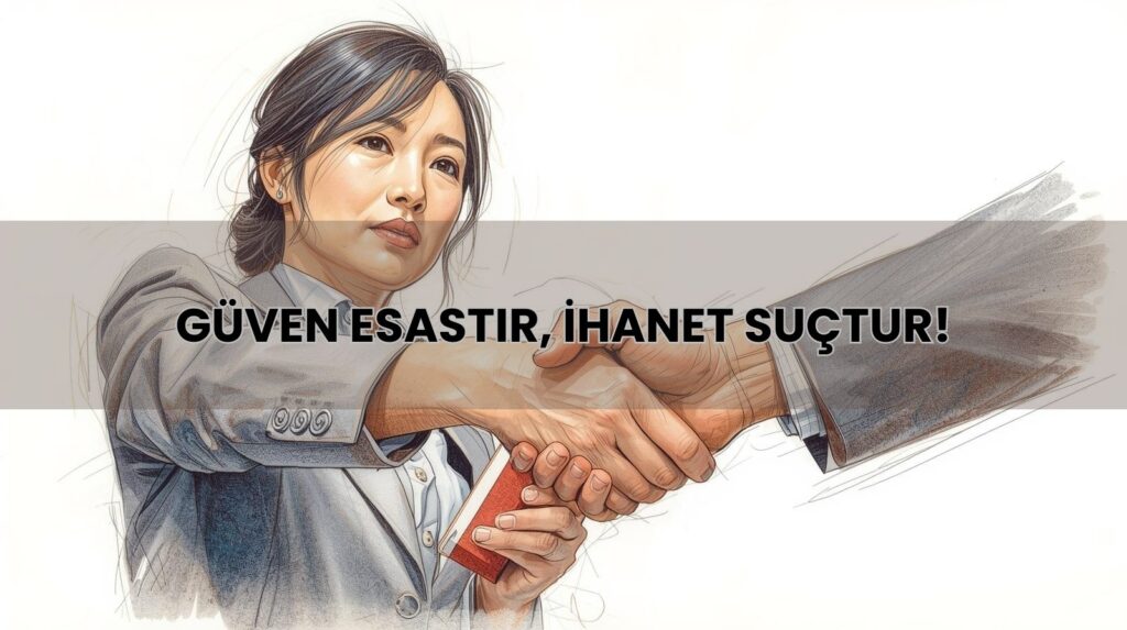Güveni kötüye kullanma suçu ve TCK 155 uyarınca cezasını simgeleyen, el sıkışırken hırsızlık yapan bir görsel.