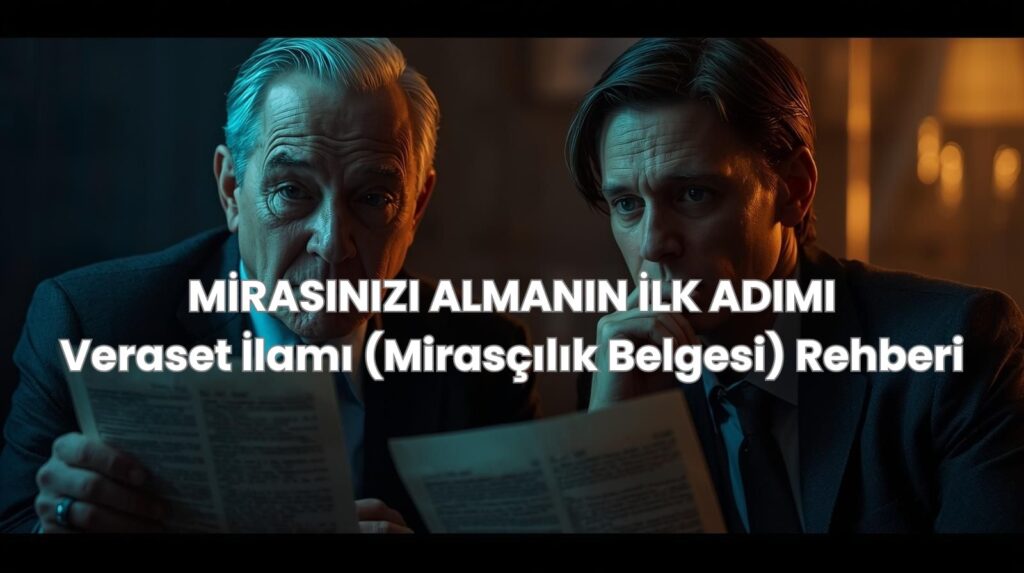 iki adam ellerinde bir belge tutuyor; görsel, veraset ilamı nasıl alınır ve mirasçılık belgesi sürecini anlatır.