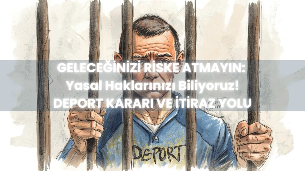 Deport kararına itiraz sürecini ve sınır dışı etme kararının iptali için açılacak davayı simgeleyen bir mahkeme çekici ve pasaport.