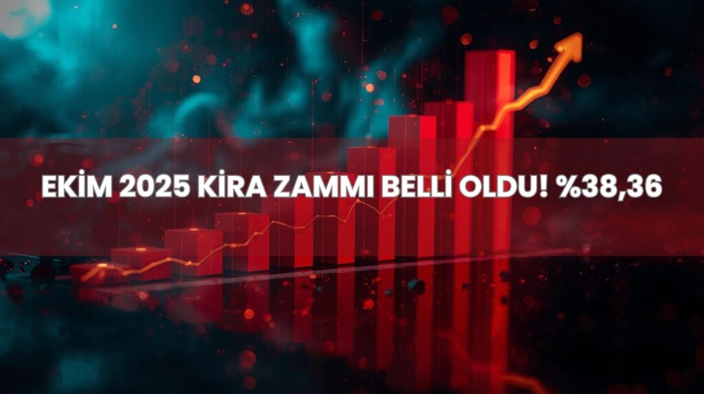 Ekim 2025 kira artış oranı olan %38,36'yı ve konut ile işyeri için kira zammı hesaplama örneğini gösteren görsel.