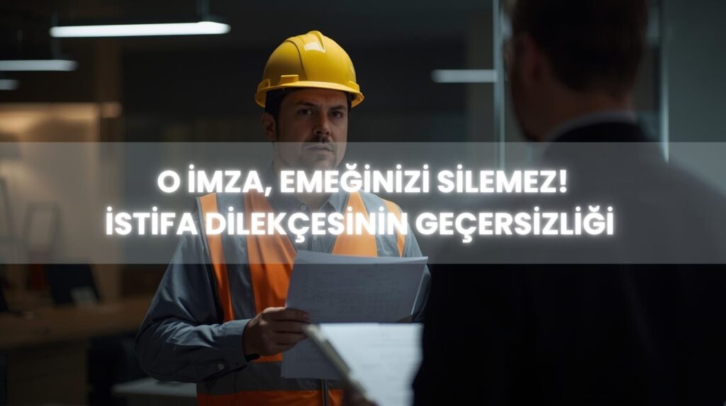 İstifa dilekçesinin geçersizliği ve baskıyla imzalatılan dilekçe ile kıdem tazminatı hakkının yanmayacağını gösteren görsel.