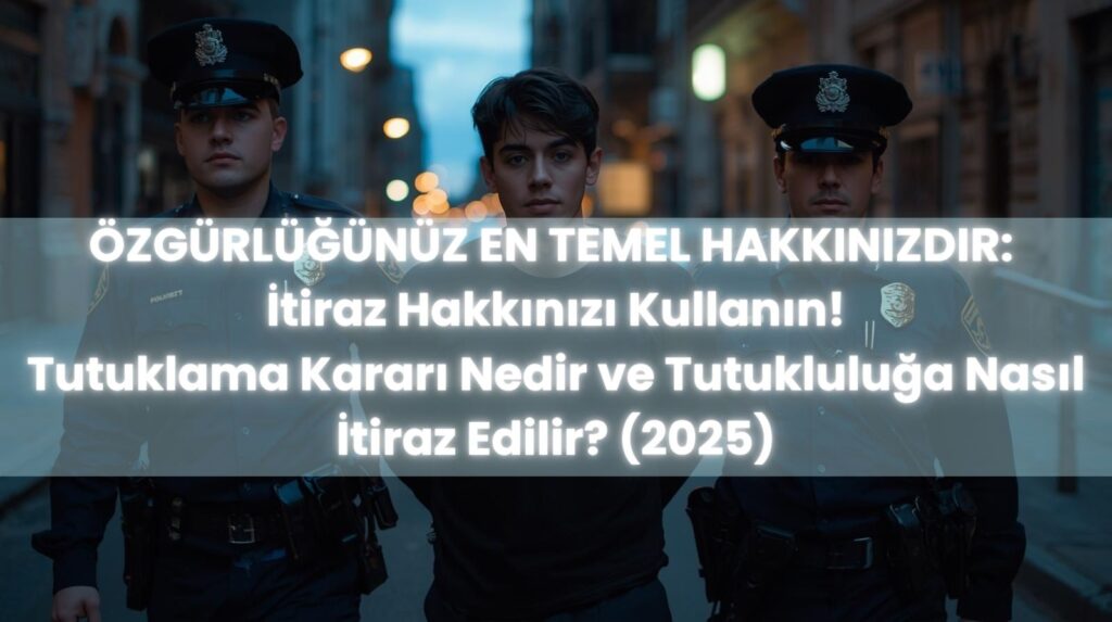 Tutuklama kararına itiraz ve CMK 100 uyarınca tutuklama şartlarını simgeleyen kelepçeli polisler tarafından götürülen bir adam.